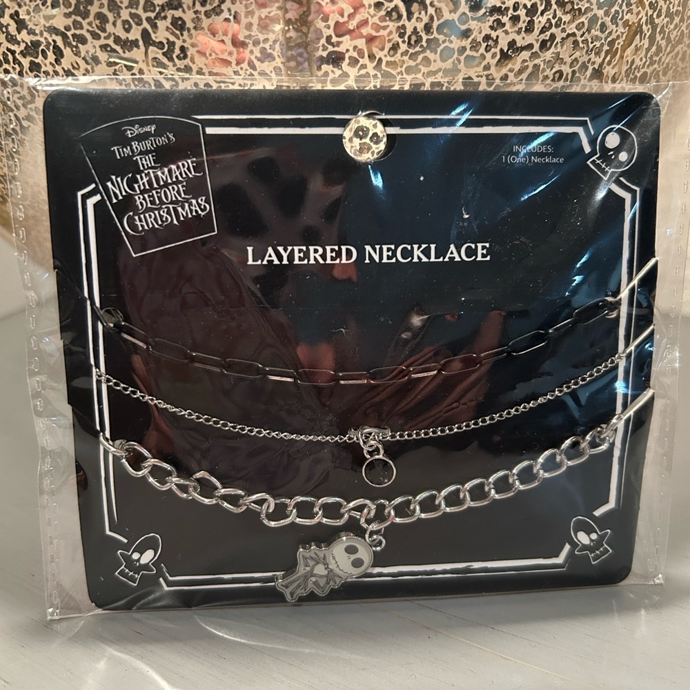 Disney Nightmare Before Christmas Layered Necklace - Black and Silver